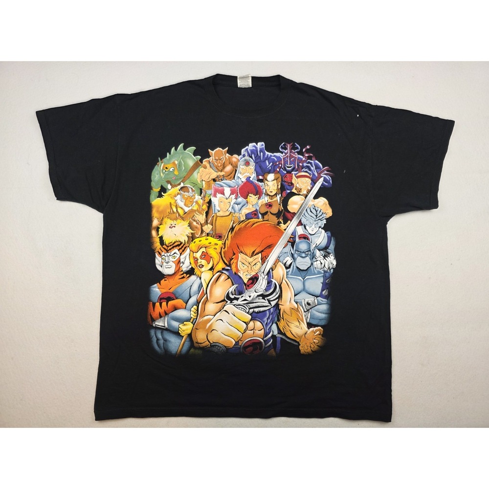 Y2K Thunder Cats Mens Shirt XL Black‎ Anime Jerzees Vintage Cartoon